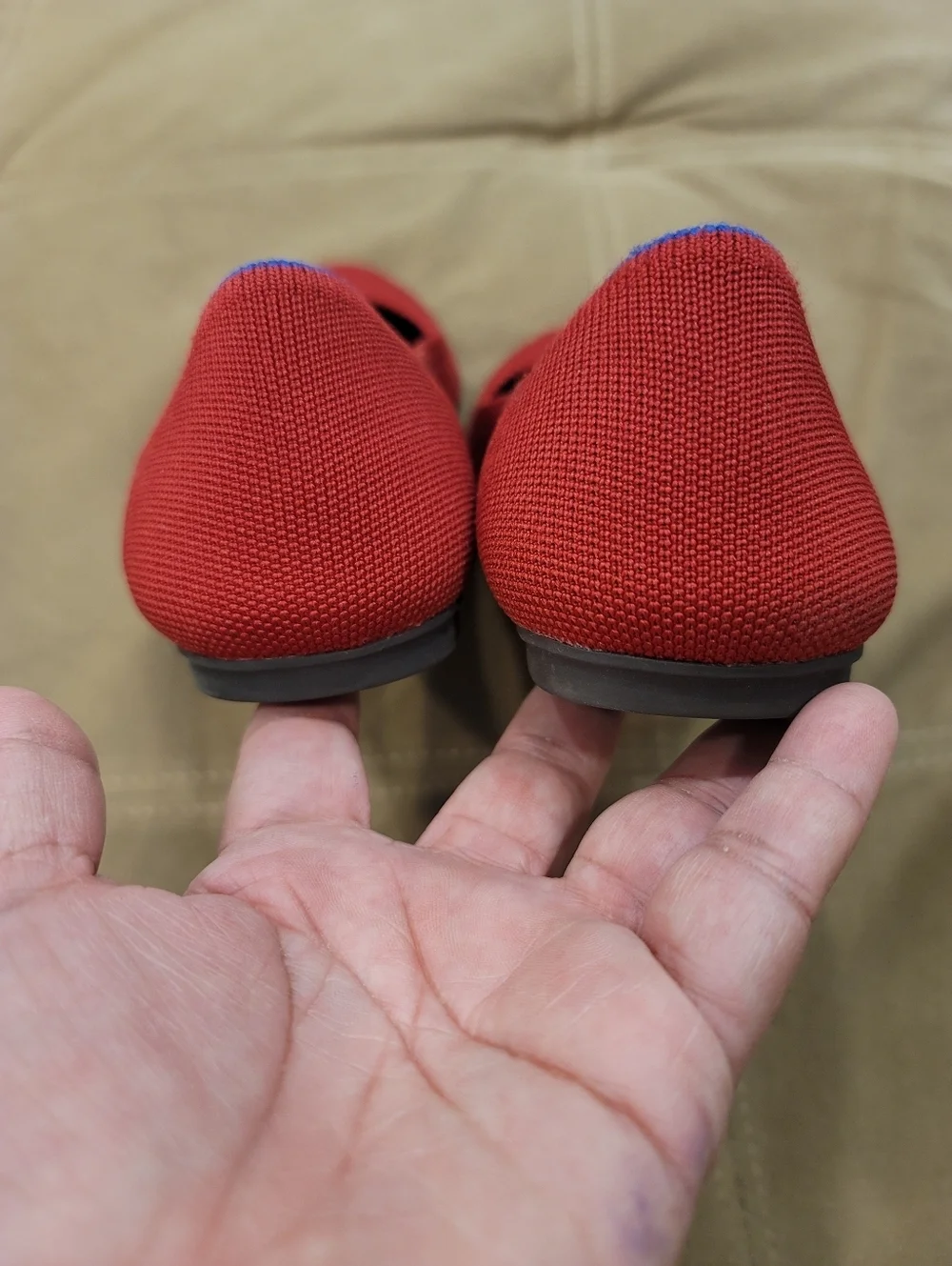 Sz 8 Rothy’s Red Rounded Toe Flats Knit Slip-On Sustainable Chic
